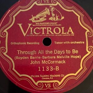 John McCormack 78rpm Single 10-inch Victrola Records #1133 Just a Cottage Small